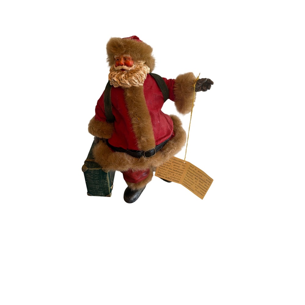 Kurt S. Adler Santa Red Homeward Bound Fabriche Traveling Figurine Suitcase Sack